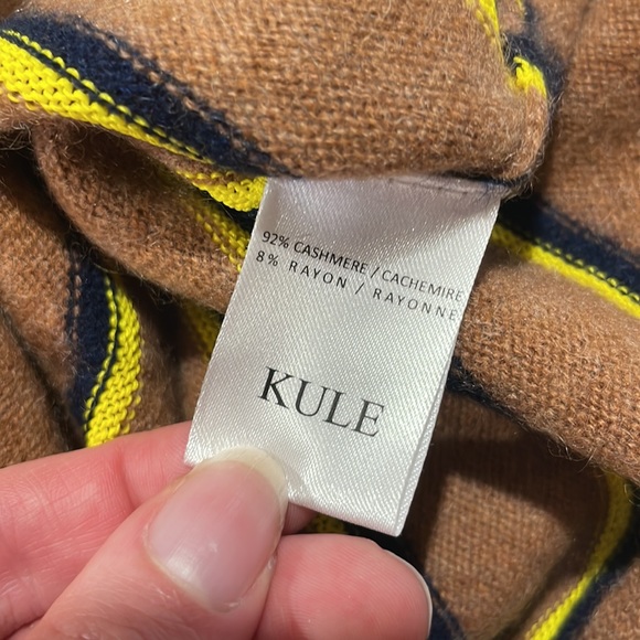 Kule Camel Cashmere Blend Samara Stripe Crewneck Sweater - Picture 3 of 10